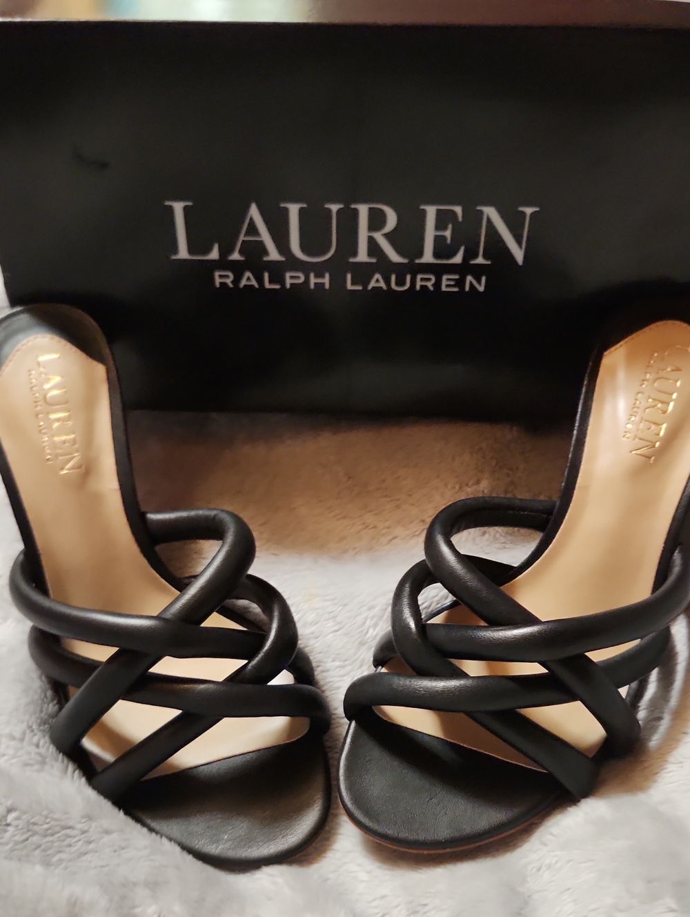 Lauren Ralph Lauren Black Strappy Slide Heels